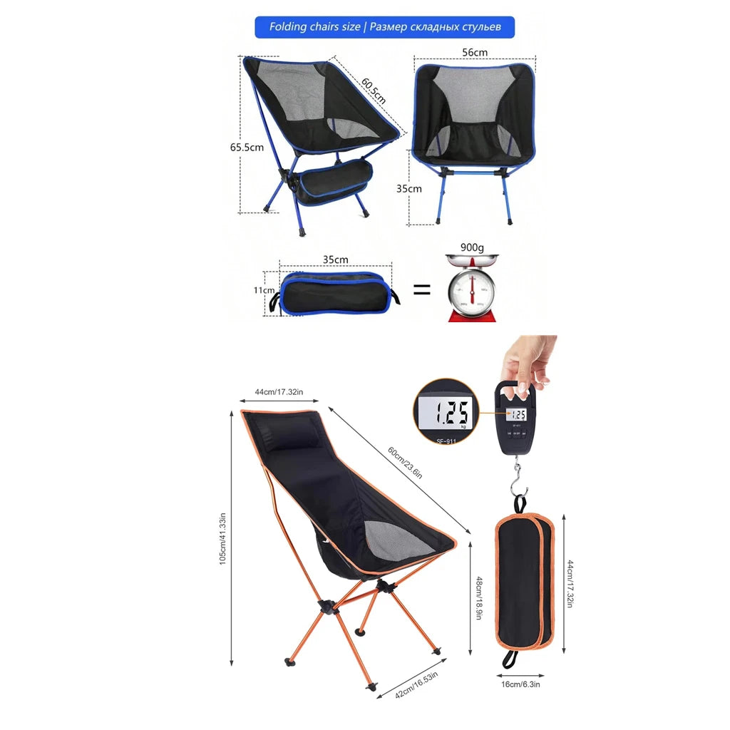 Folding Chair Ultralight Detachable Portable Lightweight Chair Folding Extended Seat Fishing Camping Home BBQ Garden Hiking