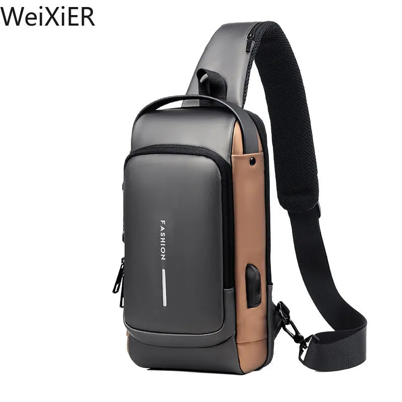 Password Lock Anti-Theft Men's Bag Men's Chest Bag Casual Sports Small Backpack Shoulder Crossbody Bag Motorcycle Bag