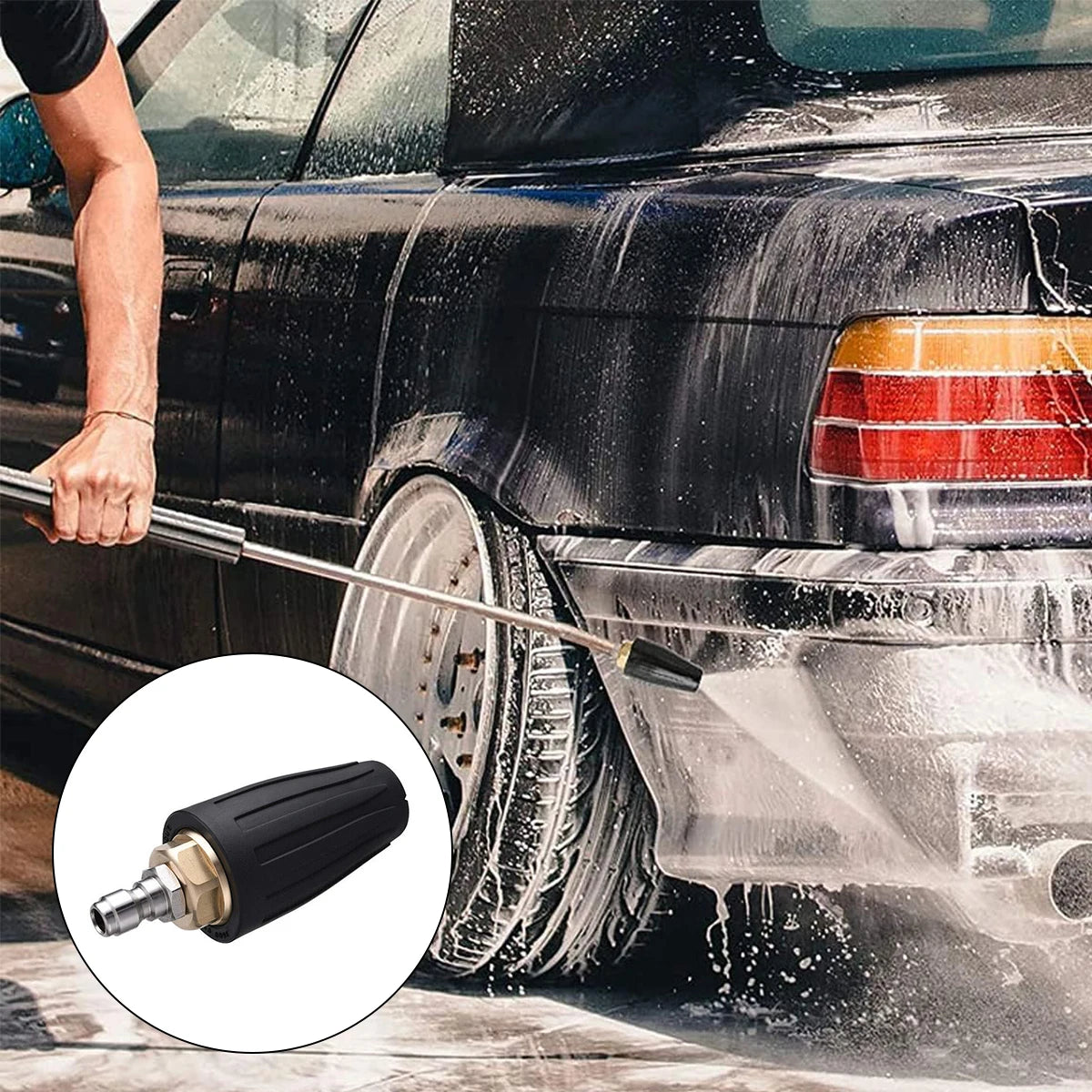 1Pcs High-Pressure Water Gun Ceramic-Core Rotating Spray Nozzle 360° Turbo Lotus Cleaning Tip 1/4 Size Supports 4000PSI Pressure