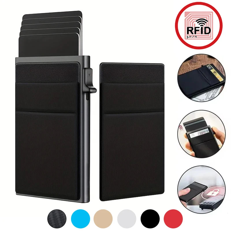 Men Anti Rfid Blocking Protected Magic ID Credit Bank Card Holder Case Wallet Metal Thin Slim Minimalist Small Metal Wallet