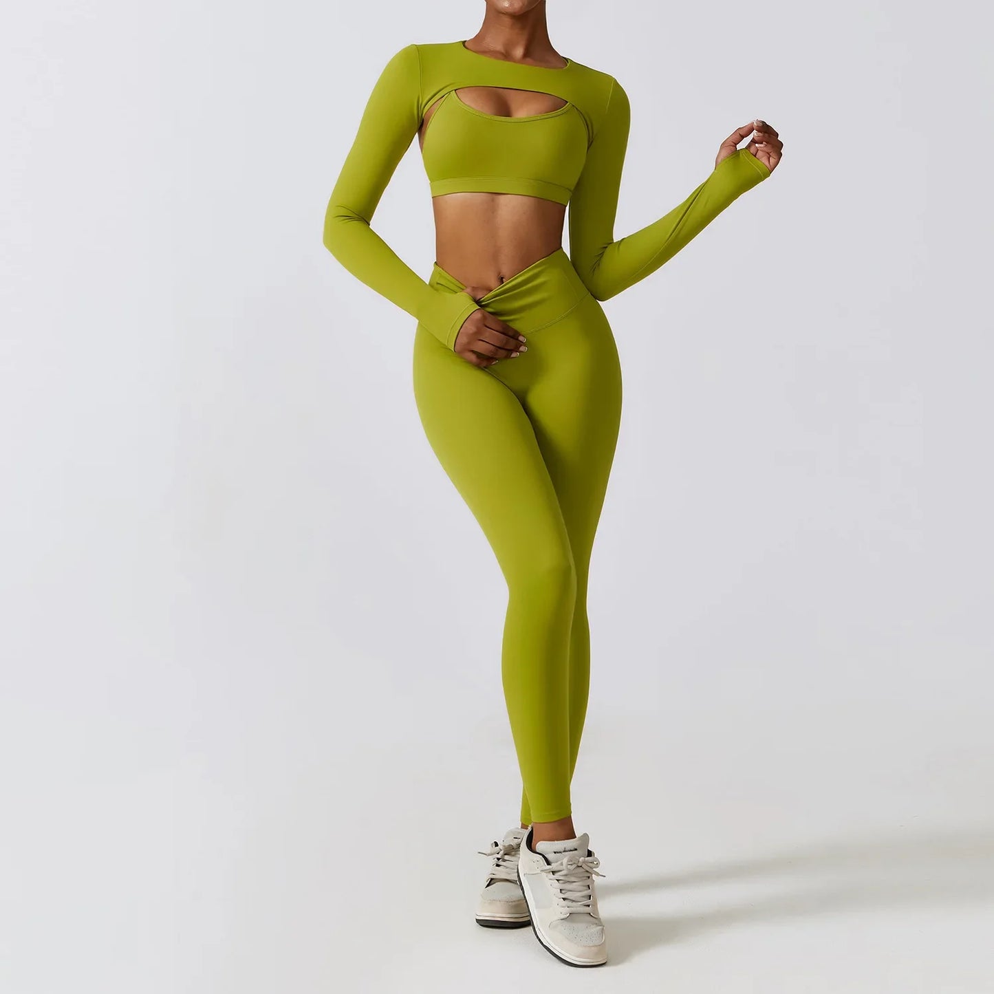 3 Pieces Fitness Yoga Set Women Solid Color Stretch Athletic Suit Sexy Bra Zipper Jacket High Waist Leggings Female Sportswear