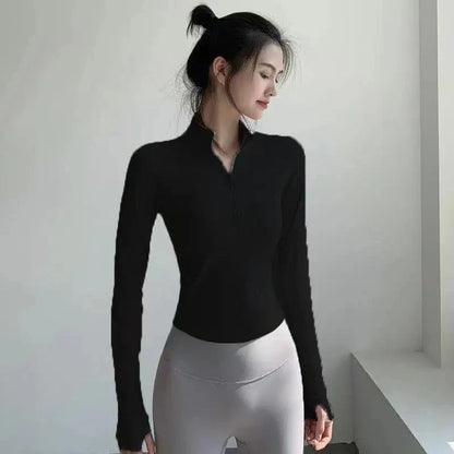 2024 New Yoga Coat Short Sports Jacket WOMEN'S Fitness Clothes Slimming Body Sculpting Zipper Yoga Jacket