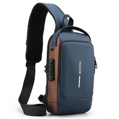 Password Lock Anti-Theft Men's Bag Men's Chest Bag Casual Sports Small Backpack Shoulder Crossbody Bag Motorcycle Bag