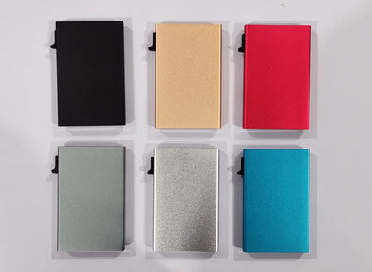 Simple Wallet Card Cover Aluminum Alloy Side Card Push Bag Automatic Large-Capacity Anti-Theft Brush Metal Box Wallet Card Clip