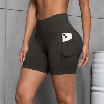Womens Yoga Pocket Shorts Leggings High Waist  Exercise Fitness Wear Girls Running Elastic Adult Short Pants Sports Outfits ﻿