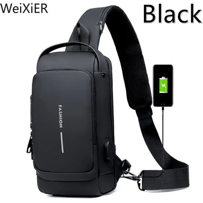 Men's Anti-theft Combination Lock Chest Bag - Adjustable Shoulder Strap, Suitable for Outdoor，and Leisure Sports, Crossbody Bag