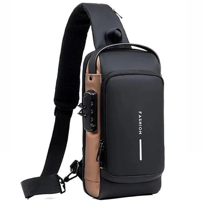 Password Lock Anti-Theft Men's Bag Men's Chest Bag Casual Sports Small Backpack Shoulder Crossbody Bag Motorcycle Bag