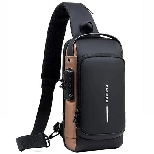 Password Lock Anti-Theft Men's Bag Men's Chest Bag Casual Sports Small Backpack Shoulder Crossbody Bag Motorcycle Bag