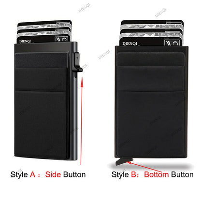 Anti Rfid Blocking Protected Magic ID Bank Credit Card Holder Men Thin Slim Minimalist Smart Magic Wallets Metal Cardholer Case