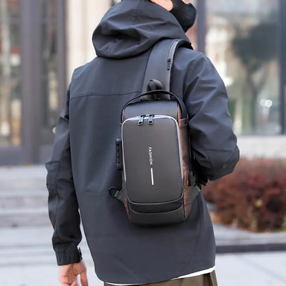 Men's Anti-theft Combination Lock Chest Bag - Adjustable Shoulder Strap, Suitable for Outdoor，and Leisure Sports, Crossbody Bag