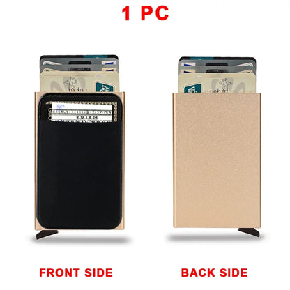 Men Anti Rfid Blocking Protected Magic ID Credit Bank Card Holder Case Wallet Metal Thin Slim Minimalist Small Metal Wallet