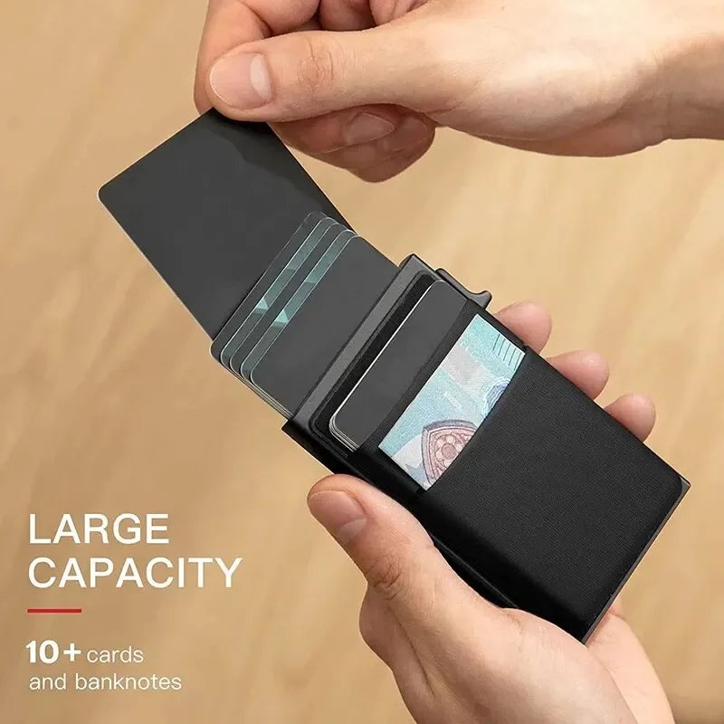 Men Anti Rfid Blocking Protected Magic ID Credit Bank Card Holder Case Wallet Metal Thin Slim Minimalist Small Metal Wallet