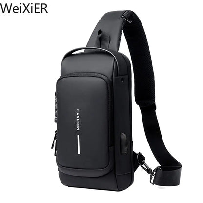 Password Lock Anti-Theft Men's Bag Men's Chest Bag Casual Sports Small Backpack Shoulder Crossbody Bag Motorcycle Bag