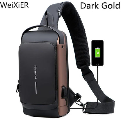 Men's Anti-theft Combination Lock Chest Bag - Adjustable Shoulder Strap, Suitable for Outdoor，and Leisure Sports, Crossbody Bag