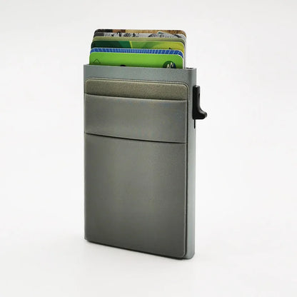 Simple Wallet Card Cover Aluminum Alloy Side Card Push Bag Automatic Large-Capacity Anti-Theft Brush Metal Box Wallet Card Clip