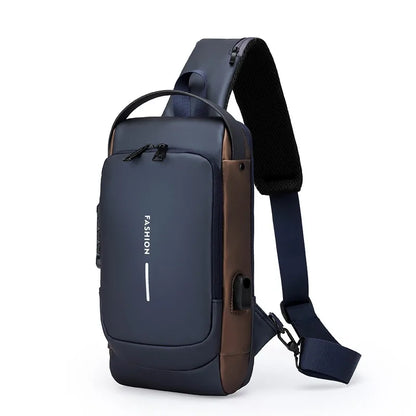 Men's Anti-theft Combination Lock Chest Bag - Adjustable Shoulder Strap, Suitable for Outdoor，and Leisure Sports, Crossbody Bag