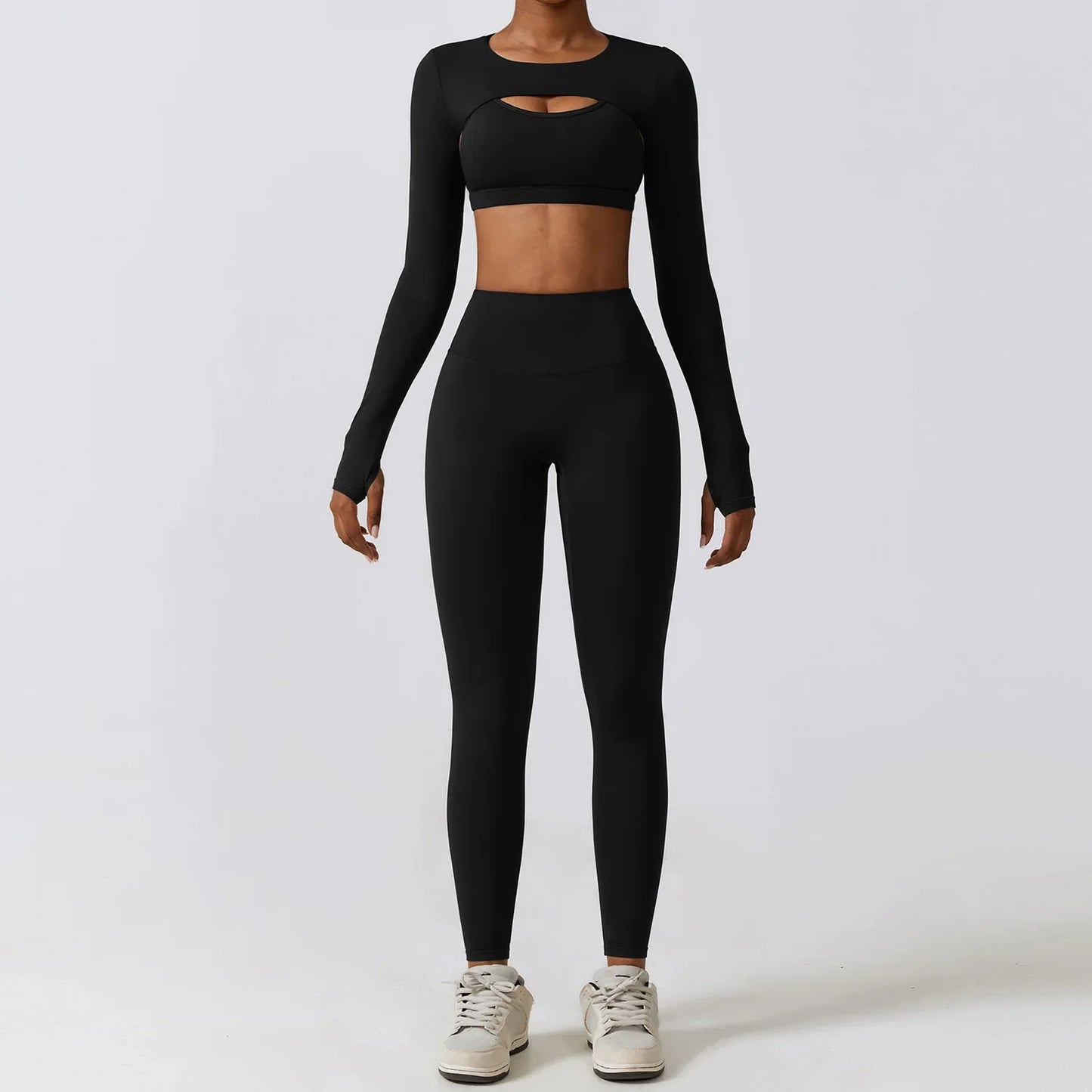 3 Pieces Fitness Yoga Set Women Solid Color Stretch Athletic Suit Sexy Bra Zipper Jacket High Waist Leggings Female Sportswear