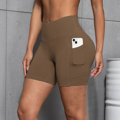 Womens Yoga Pocket Shorts Leggings High Waist  Exercise Fitness Wear Girls Running Elastic Adult Short Pants Sports Outfits ﻿