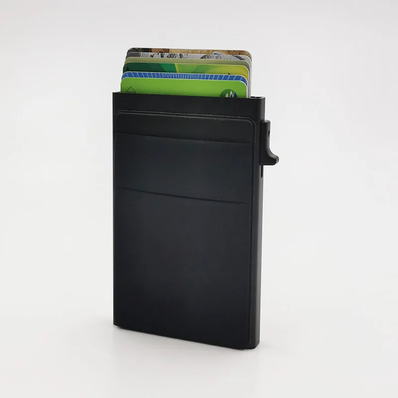 Simple Wallet Card Cover Aluminum Alloy Side Card Push Bag Automatic Large-Capacity Anti-Theft Brush Metal Box Wallet Card Clip