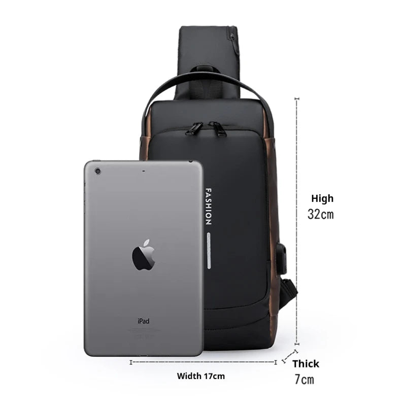 Men's Anti-theft Combination Lock Chest Bag - Adjustable Shoulder Strap, Suitable for Outdoor，and Leisure Sports, Crossbody Bag