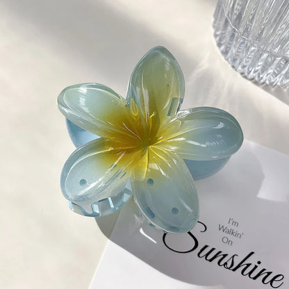 Gradient Frangipani Hair Clip Plumeria Hairpin Ins Style Ponytail Holder Barrette Sweet Shark Claws Party Hair Accessories