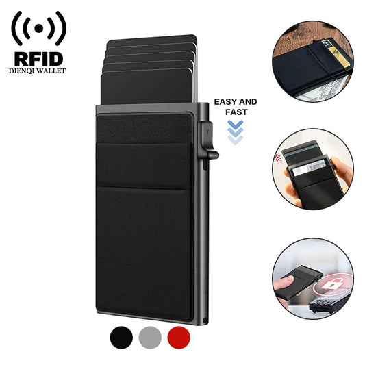 Anti Rfid Blocking Protected Magic ID Bank Credit Card Holder Men Thin Slim Minimalist Smart Magic Wallets Metal Cardholer Case