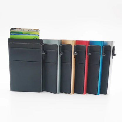 Simple Wallet Card Cover Aluminum Alloy Side Card Push Bag Automatic Large-Capacity Anti-Theft Brush Metal Box Wallet Card Clip
