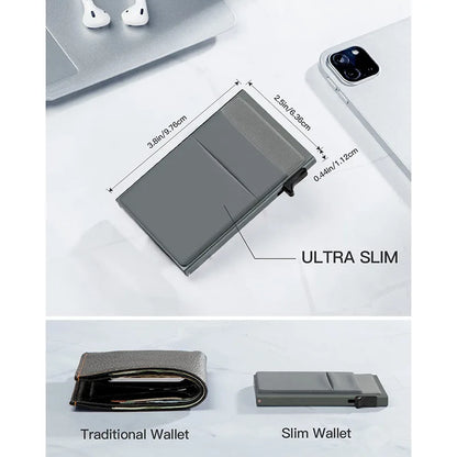 Simple Wallet Card Cover Aluminum Alloy Side Card Push Bag Automatic Large-Capacity Anti-Theft Brush Metal Box Wallet Card Clip