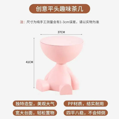 Light Luxury Cartoon Sofa Edge Table Creative Flat Head Coffee Table Small Household Plastic Coffee Table Furniture Side Table