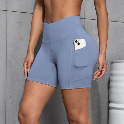 Womens Yoga Pocket Shorts Leggings High Waist  Exercise Fitness Wear Girls Running Elastic Adult Short Pants Sports Outfits ﻿