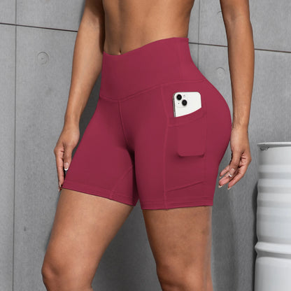 Womens Yoga Pocket Shorts Leggings High Waist  Exercise Fitness Wear Girls Running Elastic Adult Short Pants Sports Outfits ﻿