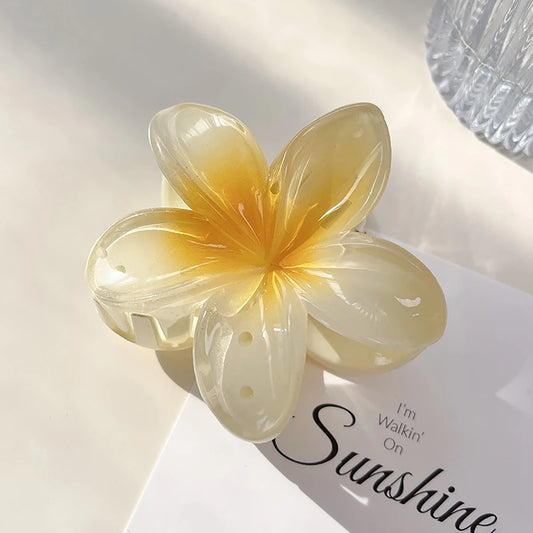 Gradient Frangipani Hair Clip Plumeria Hairpin Ins Style Ponytail Holder Barrette Sweet Shark Claws Party Hair Accessories