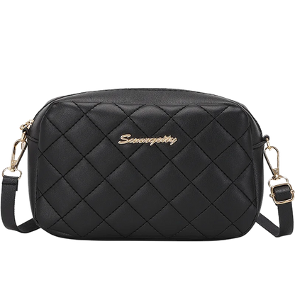 Fashion women's PU shoulder bag diamond grid camera bag solid color wide shoulder strap crossbody bag